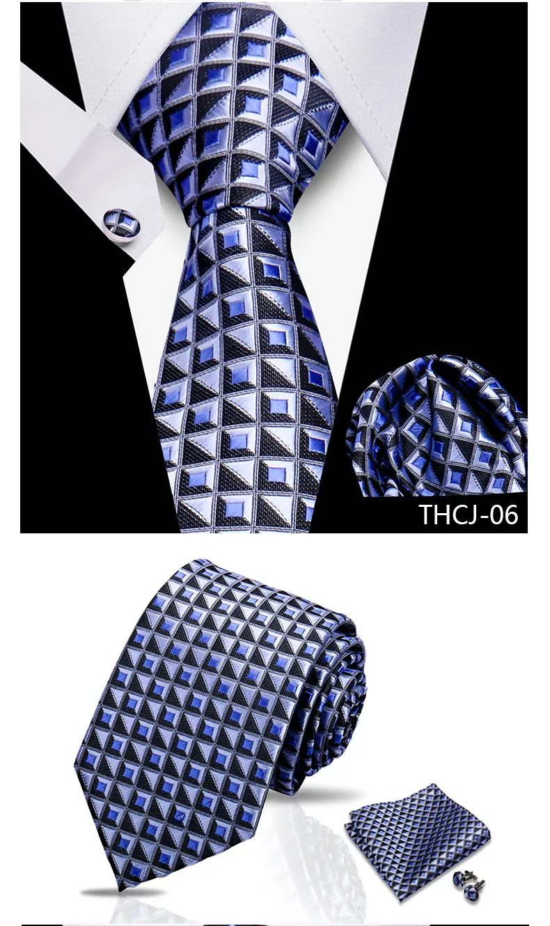 Tie Man Luxury Business Neck Tie For Mens Cufflinks Pocket Square Set 7.5cm Necktie For Wedding Party Shirts Sets White Cravats