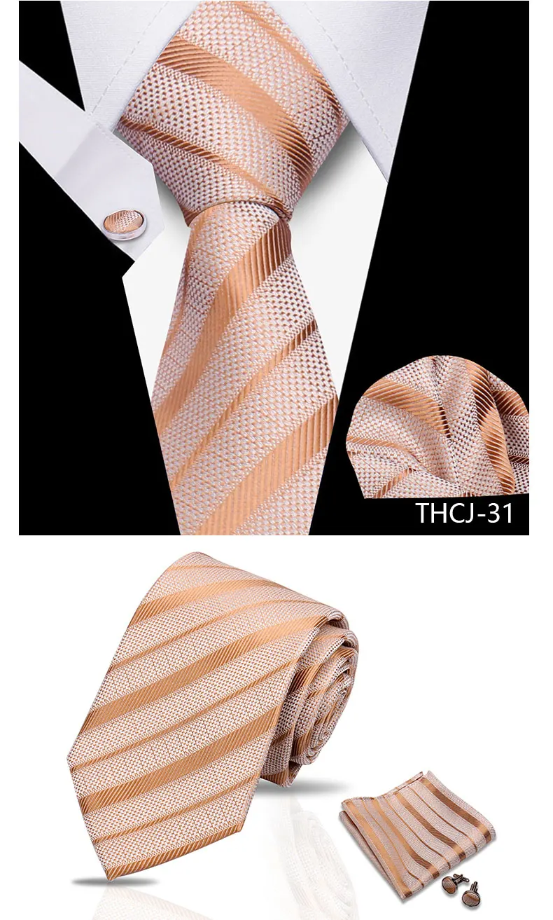 Tie Man Luxury Business Neck Tie For Mens Cufflinks Pocket Square Set 7.5cm Necktie For Wedding Party Shirts Sets White Cravats