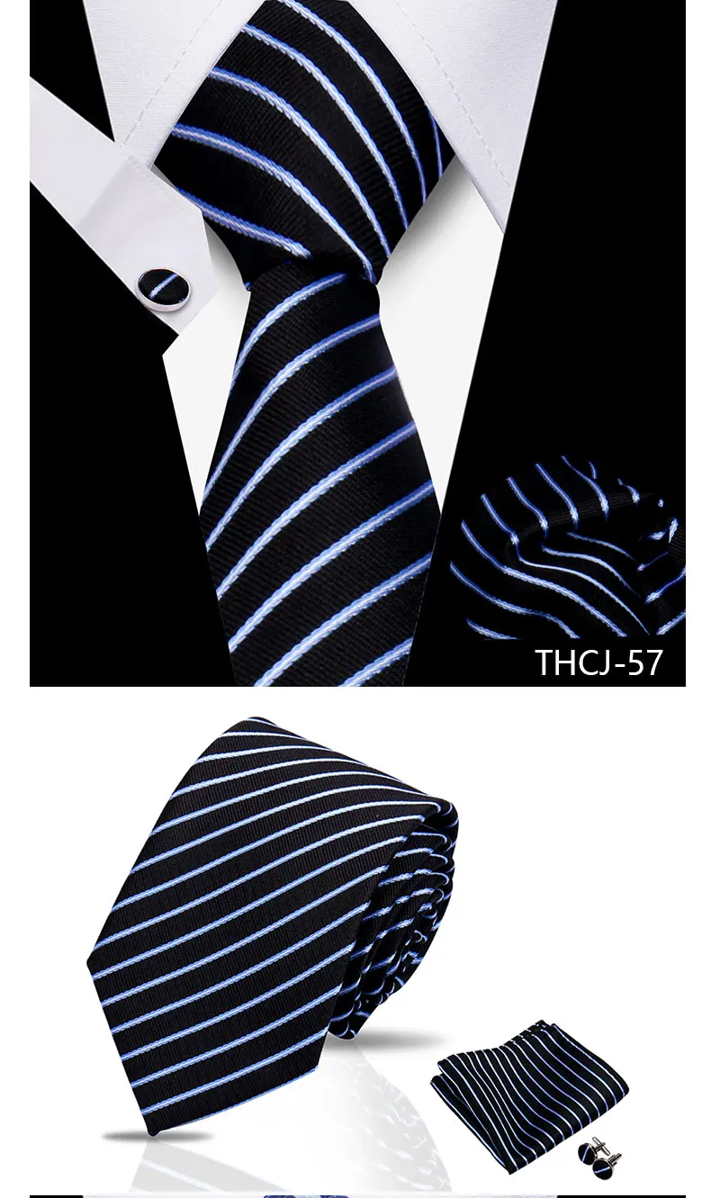 Tie Man Luxury Business Neck Tie For Mens Cufflinks Pocket Square Set 7.5cm Necktie For Wedding Party Shirts Sets White Cravats