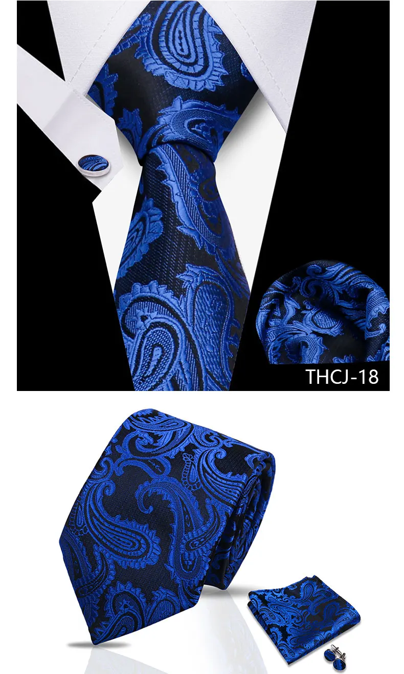 Tie Man Luxury Business Neck Tie For Mens Cufflinks Pocket Square Set 7.5cm Necktie For Wedding Party Shirts Sets White Cravats