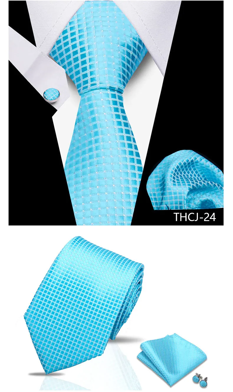 Tie Man Luxury Business Neck Tie For Mens Cufflinks Pocket Square Set 7.5cm Necktie For Wedding Party Shirts Sets White Cravats