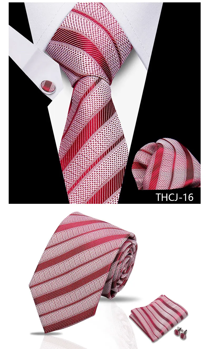 Tie Man Luxury Business Neck Tie For Mens Cufflinks Pocket Square Set 7.5cm Necktie For Wedding Party Shirts Sets White Cravats