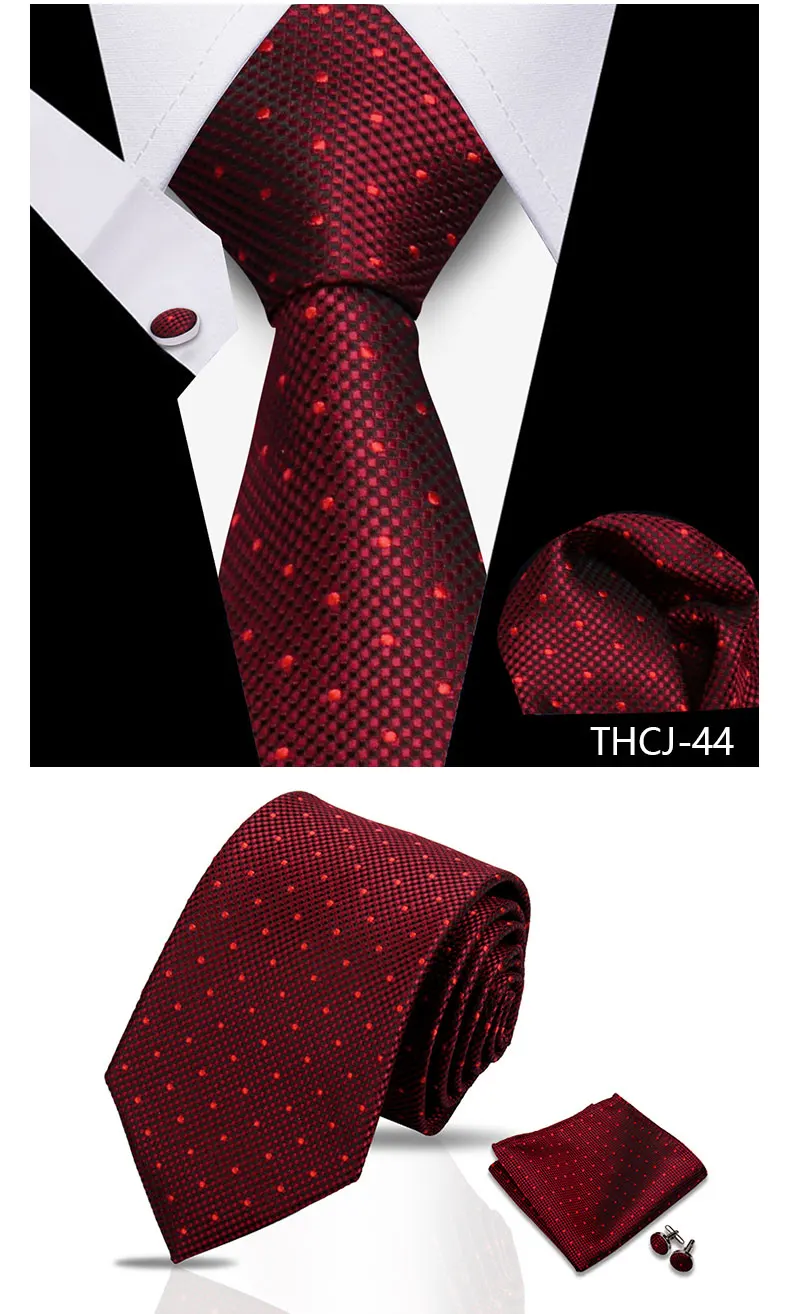 Tie Man Luxury Business Neck Tie For Mens Cufflinks Pocket Square Set 7.5cm Necktie For Wedding Party Shirts Sets White Cravats