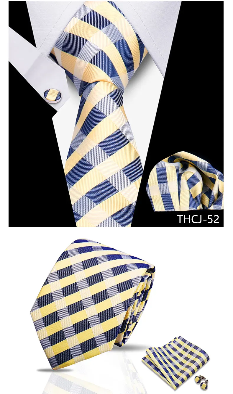 Tie Man Luxury Business Neck Tie For Mens Cufflinks Pocket Square Set 7.5cm Necktie For Wedding Party Shirts Sets White Cravats