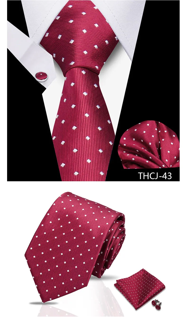 Tie Man Luxury Business Neck Tie For Mens Cufflinks Pocket Square Set 7.5cm Necktie For Wedding Party Shirts Sets White Cravats