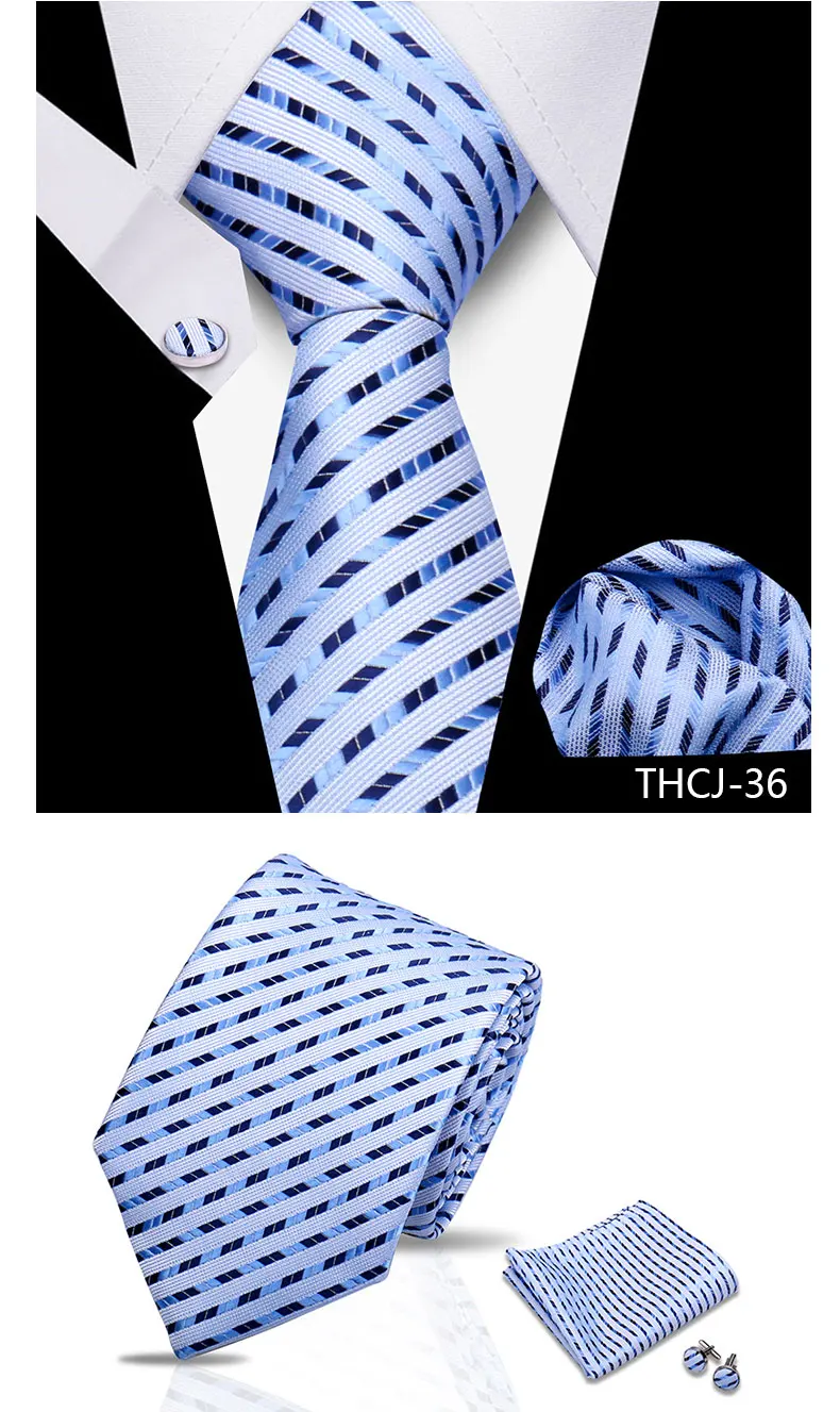 Tie Man Luxury Business Neck Tie For Mens Cufflinks Pocket Square Set 7.5cm Necktie For Wedding Party Shirts Sets White Cravats
