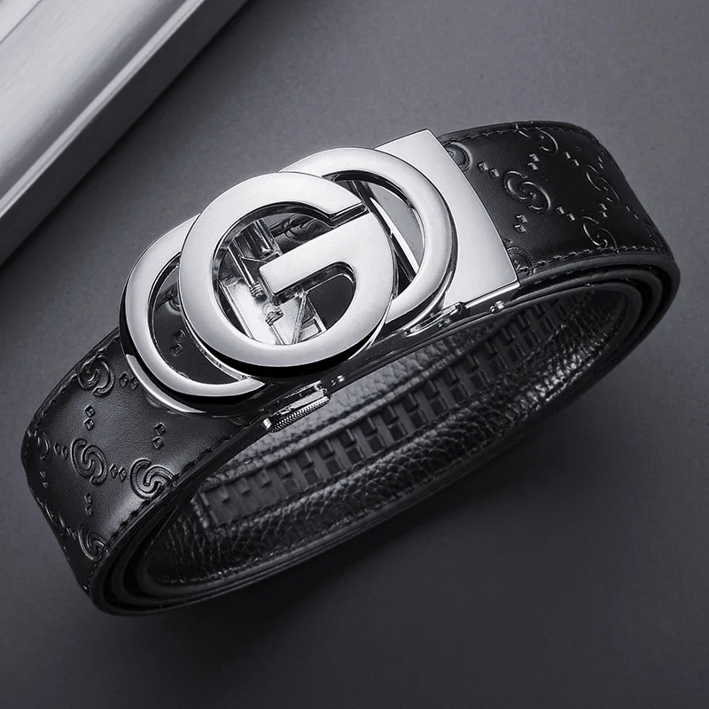 Luxury Men's Belt, Automatic Buckle Belt for Men, High Quality Genuine Leather Belt Printed Design Men's Business Belt Men