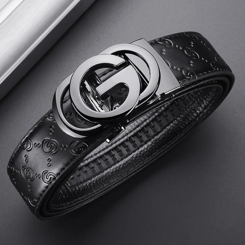 Luxury Men's Belt, Automatic Buckle Belt for Men, High Quality Genuine Leather Belt Printed Design Men's Business Belt Men