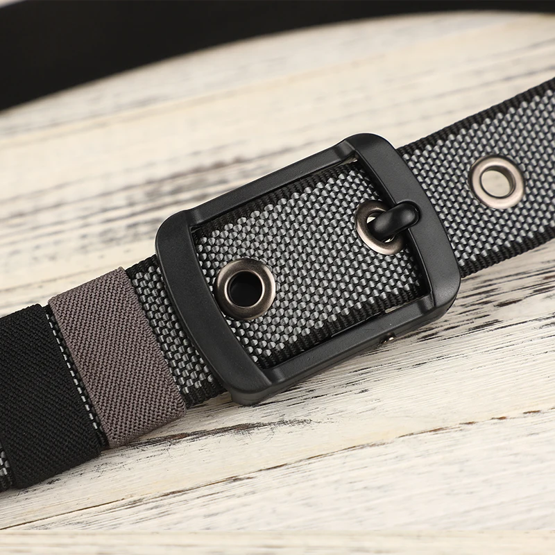 Men's canvas waistband with adjustable porous needle buckle belt, suitable for young and middle-aged casual wear, elongated Kore