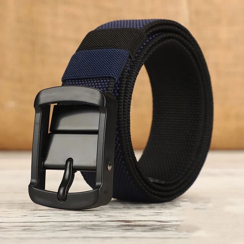 Men's canvas waistband with adjustable porous needle buckle belt, suitable for young and middle-aged casual wear, elongated Kore