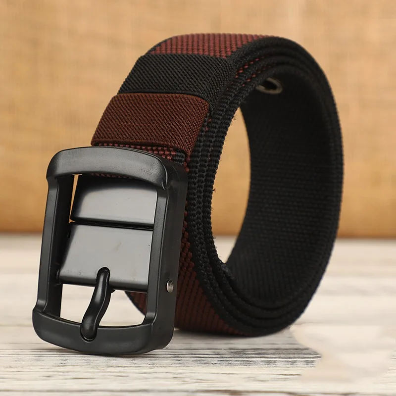 Men's canvas waistband with adjustable porous needle buckle belt, suitable for young and middle-aged casual wear, elongated Kore