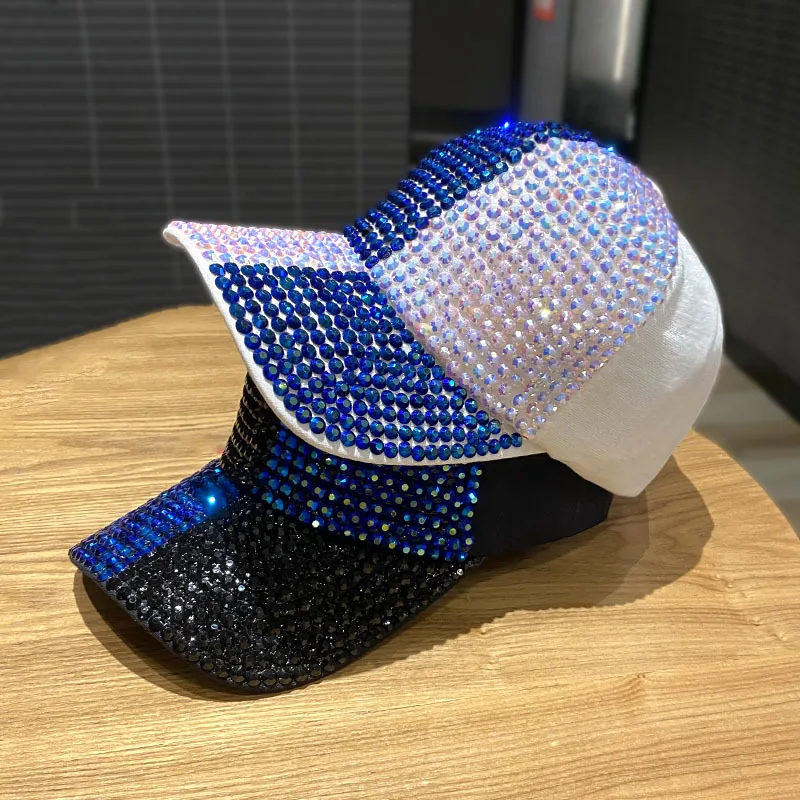 Double Color Scheme Women's Baseball Cap Spring Autumn Rhinestone Caps Fashion Personality Street Hiphop Hats For Female