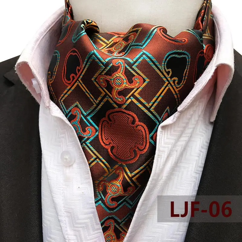 Mens Ascot Necktie Paisley Floral Ties For Man Polyester Jacquard Woven Cravat For Wedding Business Party Accessories