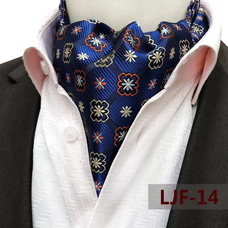 Mens Ascot Necktie Paisley Floral Ties For Man Polyester Jacquard Woven Cravat For Wedding Business Party Accessories