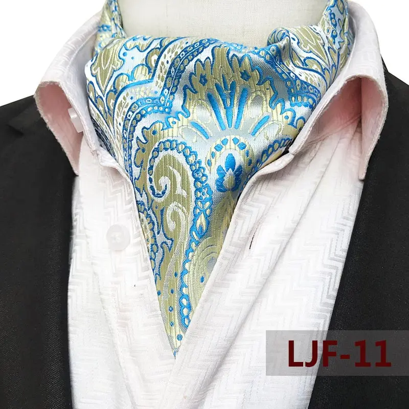 Mens Ascot Necktie Paisley Floral Ties For Man Polyester Jacquard Woven Cravat For Wedding Business Party Accessories