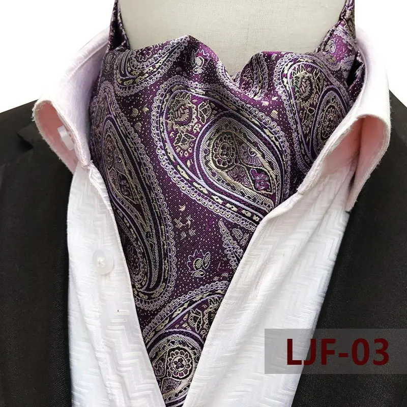 Mens Ascot Necktie Paisley Floral Ties For Man Polyester Jacquard Woven Cravat For Wedding Business Party Accessories