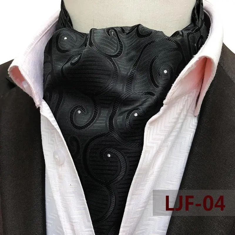 Mens Ascot Necktie Paisley Floral Ties For Man Polyester Jacquard Woven Cravat For Wedding Business Party Accessories