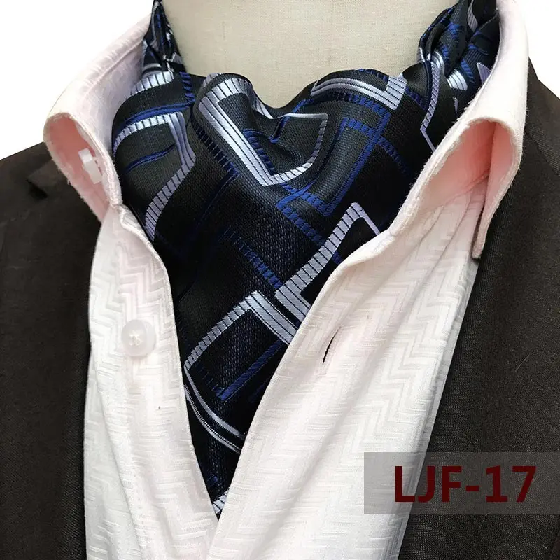 Mens Ascot Necktie Paisley Floral Ties For Man Polyester Jacquard Woven Cravat For Wedding Business Party Accessories