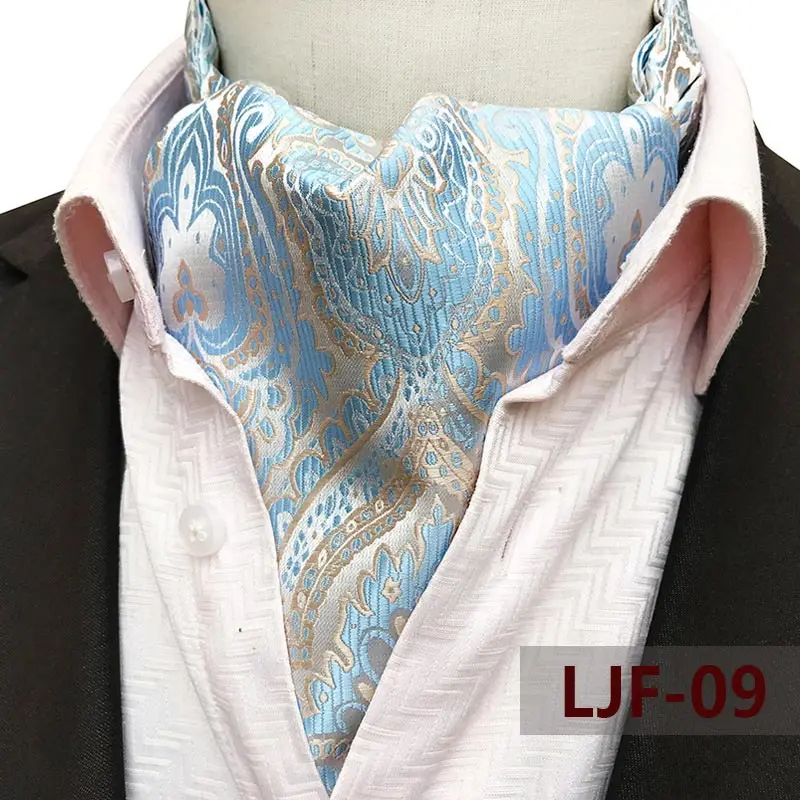 Mens Ascot Necktie Paisley Floral Ties For Man Polyester Jacquard Woven Cravat For Wedding Business Party Accessories