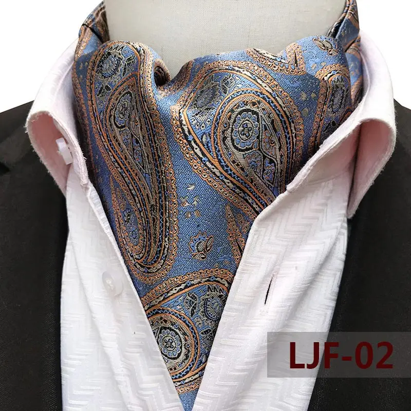 Mens Ascot Necktie Paisley Floral Ties For Man Polyester Jacquard Woven Cravat For Wedding Business Party Accessories