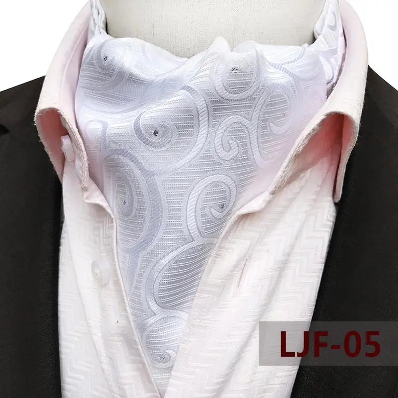 Mens Ascot Necktie Paisley Floral Ties For Man Polyester Jacquard Woven Cravat For Wedding Business Party Accessories