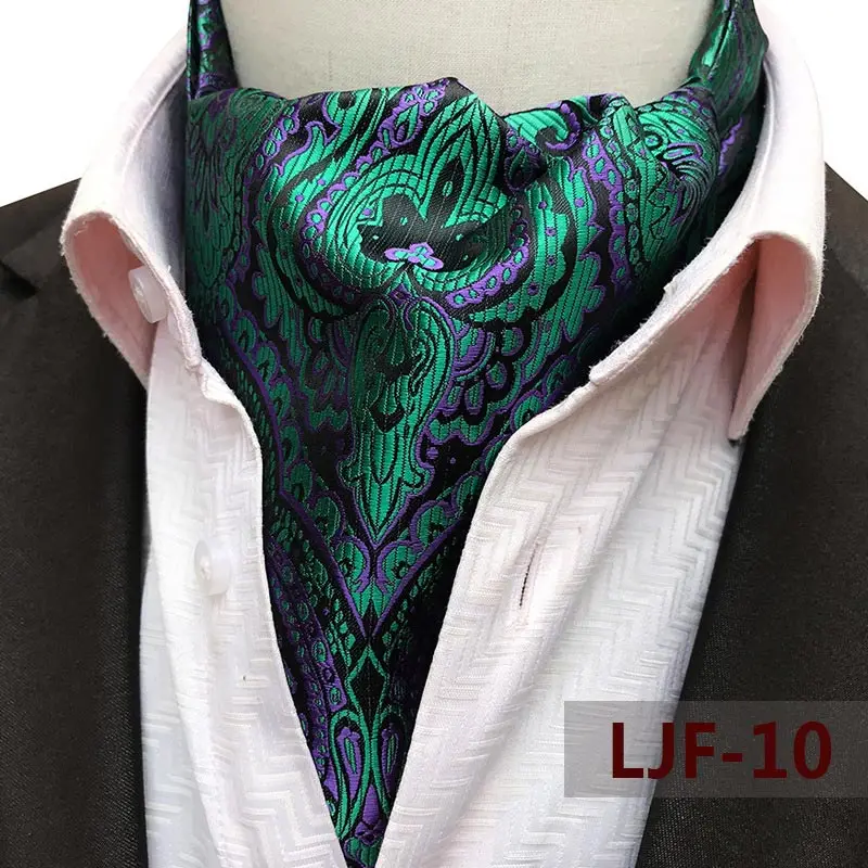 Mens Ascot Necktie Paisley Floral Ties For Man Polyester Jacquard Woven Cravat For Wedding Business Party Accessories