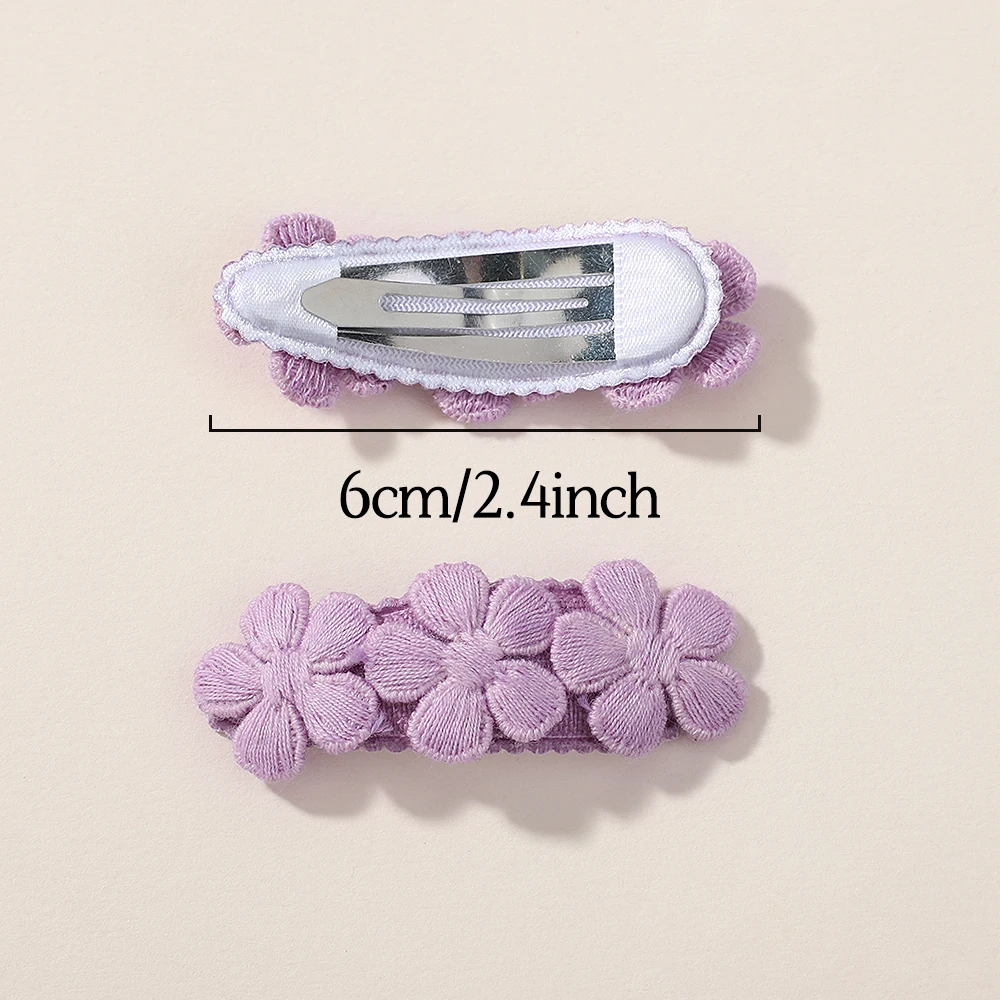 2pcs Floral Embroidery Hairpins Children Hair Clips Geometric Sweet Girls Vintage Baby Hairpins BB Barrettes  Hair Accessories