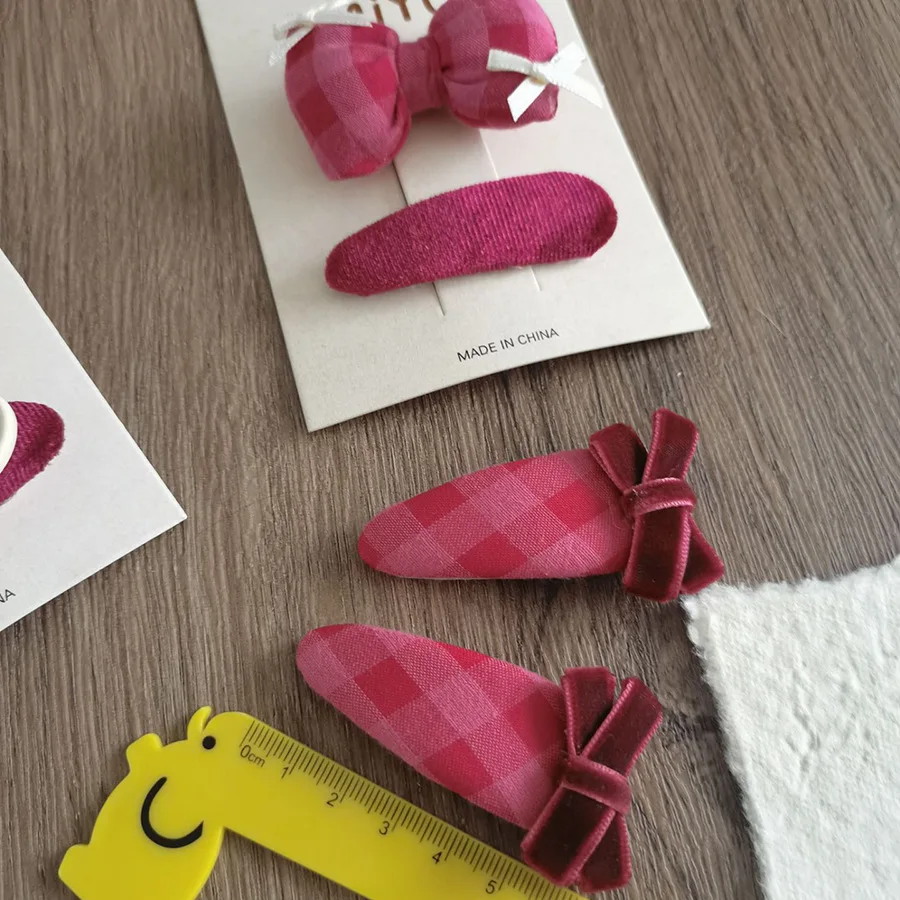 Japan-Korea Popular Fabric BB Hair Clips Set Bow Side Clips for Girls Daily & Party Hairpins Rose Bow Fabric Side Clips