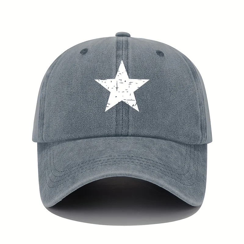 Star print baseball cap retro lightweight washed cap adjustable women's sun protection cap