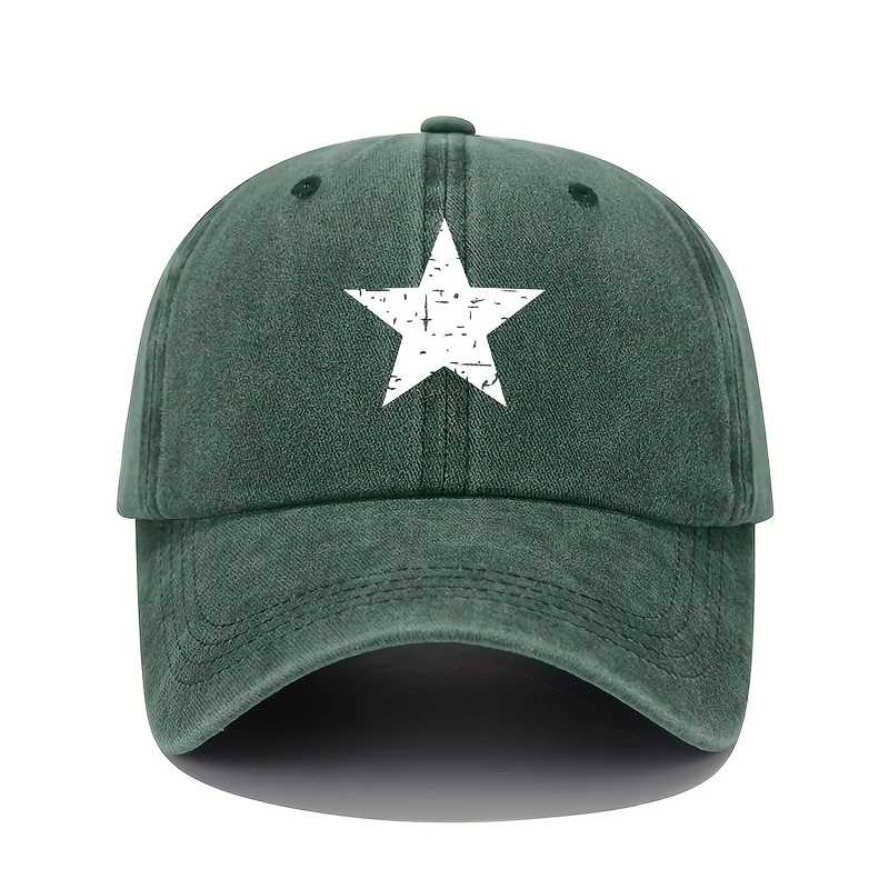 Star print baseball cap retro lightweight washed cap adjustable women's sun protection cap