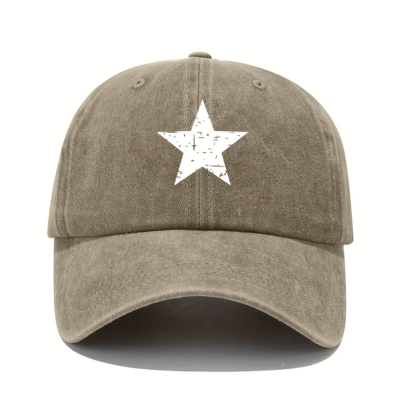 Star print baseball cap retro lightweight washed cap adjustable women's sun protection cap