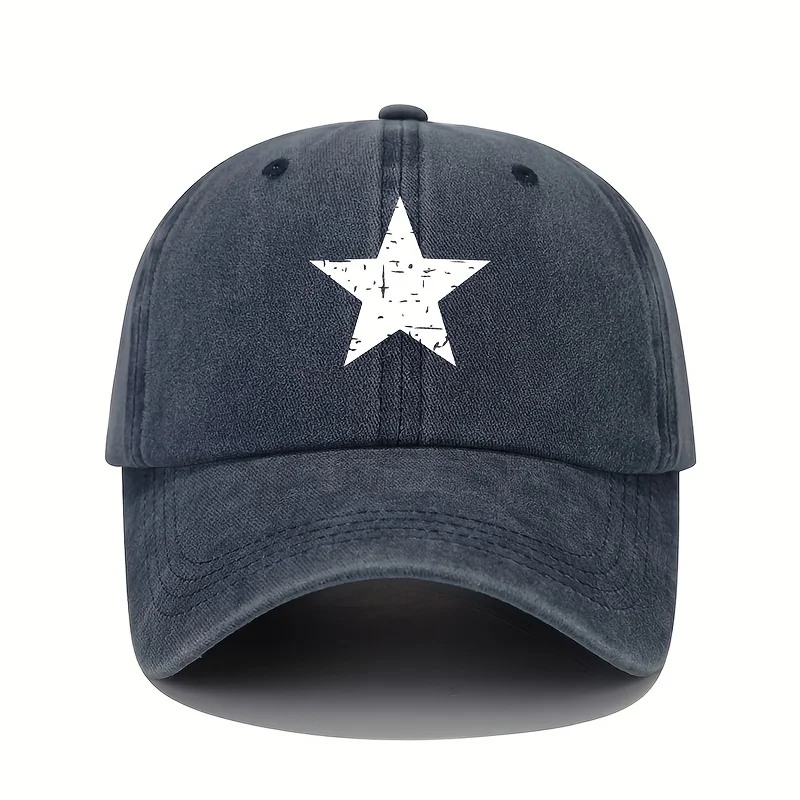 Star print baseball cap retro lightweight washed cap adjustable women's sun protection cap