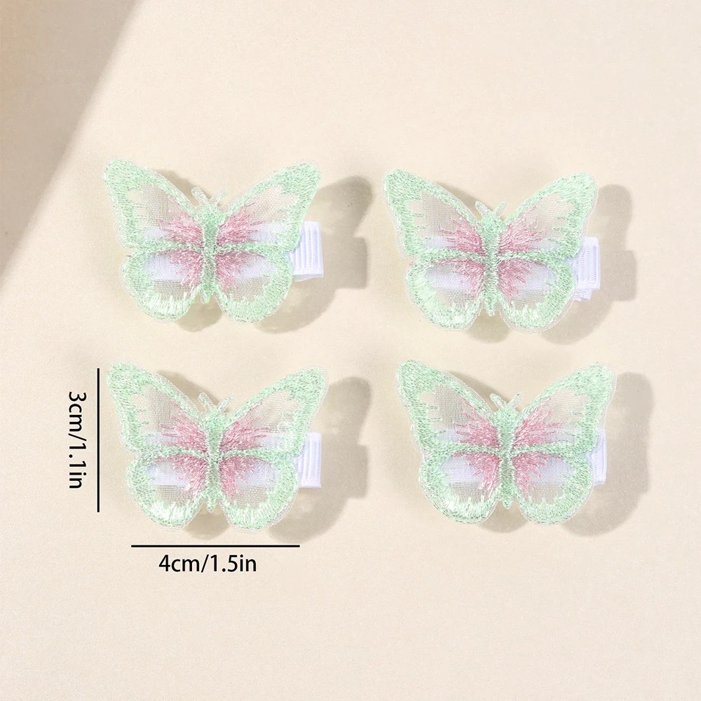 10Pcs Mesh Butterfly Hair Clips Sweet Rhinestone Hairpins Double-layer Giltter Barrette For Girls Kids Fashion Hair Accessories