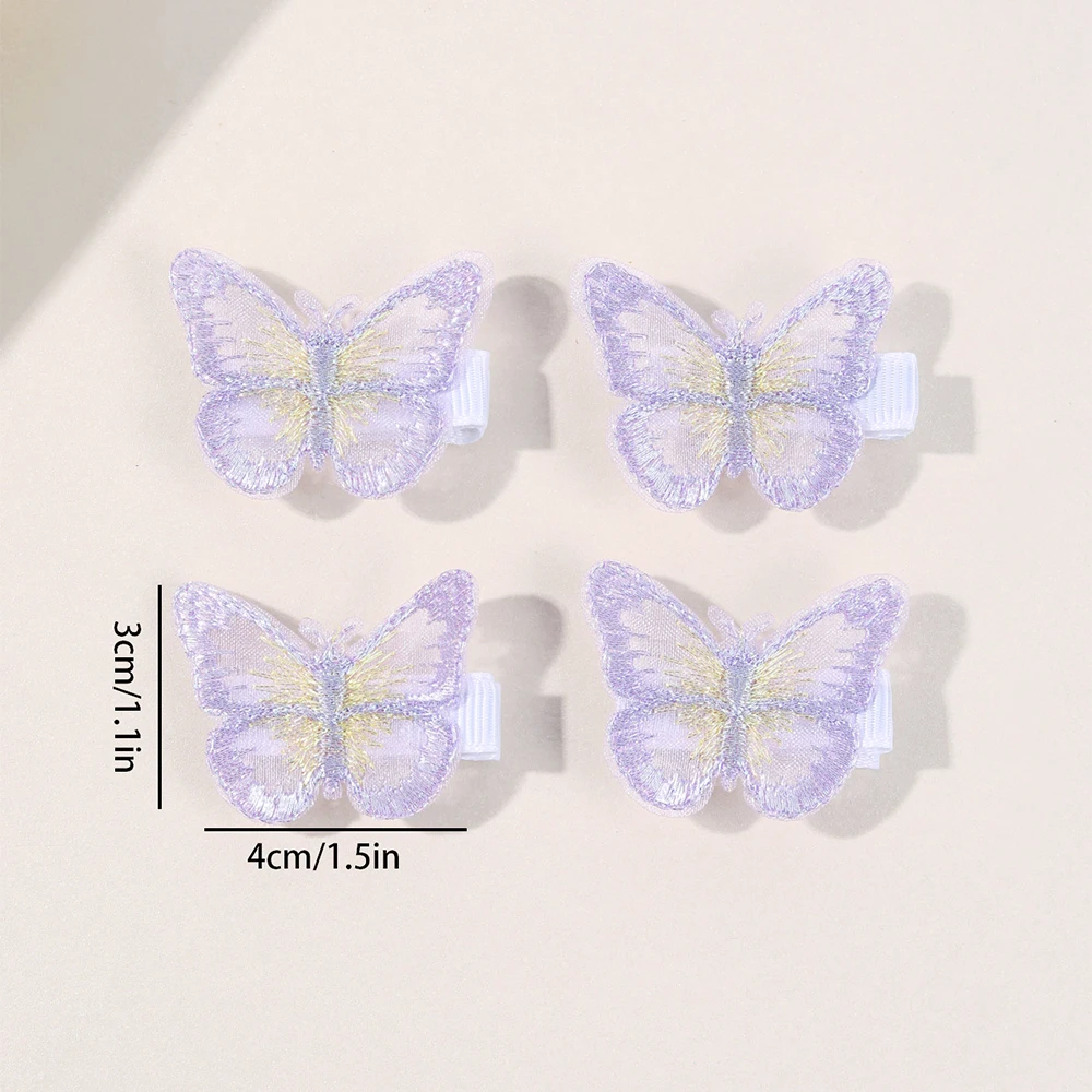 10Pcs Mesh Butterfly Hair Clips Sweet Rhinestone Hairpins Double-layer Giltter Barrette For Girls Kids Fashion Hair Accessories