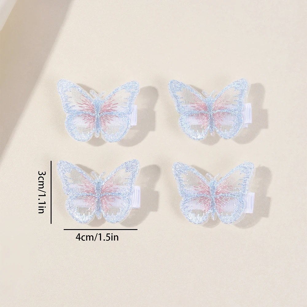10Pcs Mesh Butterfly Hair Clips Sweet Rhinestone Hairpins Double-layer Giltter Barrette For Girls Kids Fashion Hair Accessories