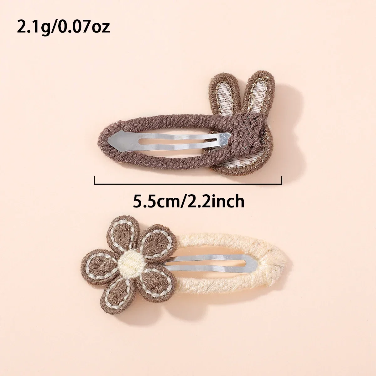 4pcs/set Cute Rabbit Flower Hairclips for Baby Bunny Fabric Hairpins Butterfly Bow Side Broken Bangs Hair Clips Hair Accessories