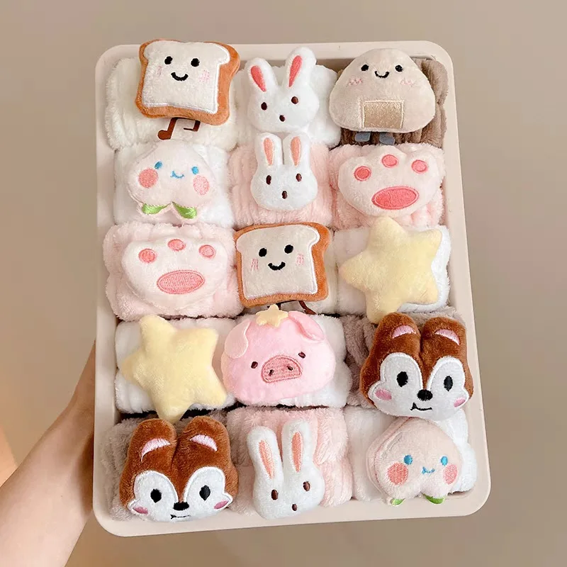 2PCS/set Cartoon Wash Face Hair Bands Cuff Waterproof Bands  for Washing Face Spa Washband Microfiber Wristbands Wrist Sweatband