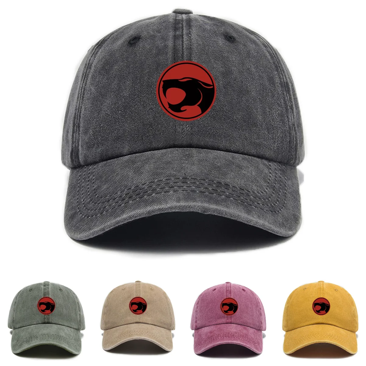 Printing Thunder Cats Washed Cotoon Baseball Cap Unisex Outdoor Adjustable Casual Retro Soft Top Dad Cap