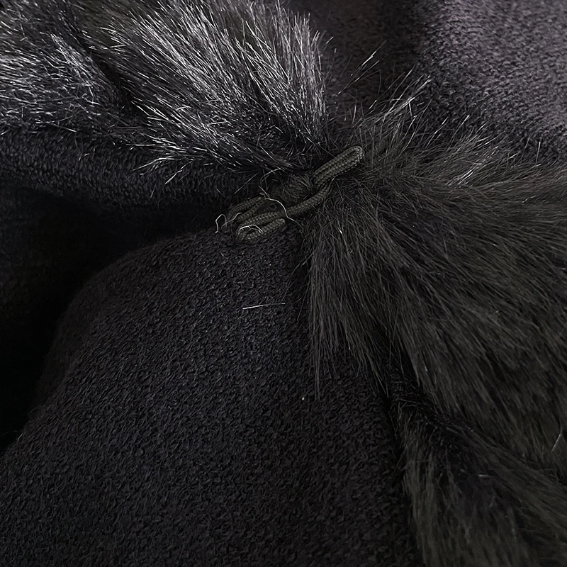 New Winter Thicken Mink Wool Full Trims Faux Fur Cape - Women's Hooded Loose Fleece Cloak Coat Party Dress Wraps Warm