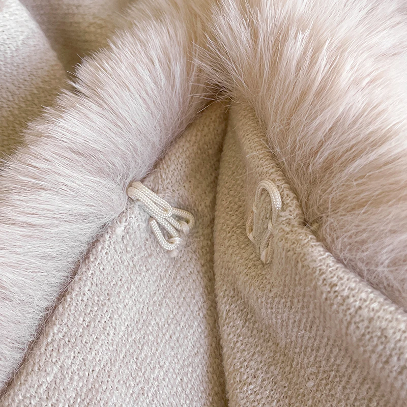 New Winter Thicken Mink Wool Full Trims Faux Fur Cape - Women's Hooded Loose Fleece Cloak Coat Party Dress Wraps Warm