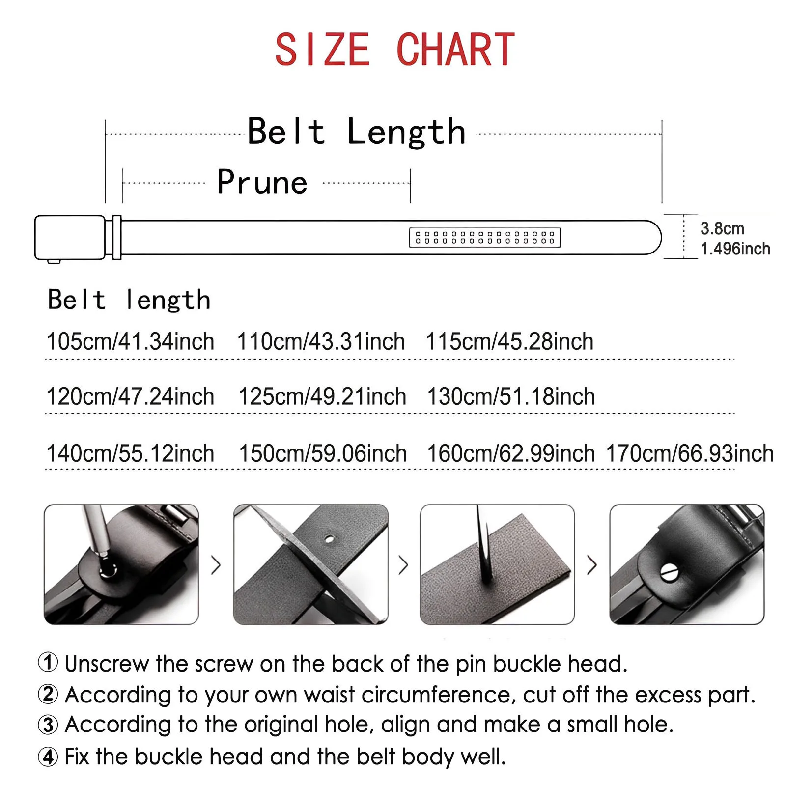 Men's Extra Long Belt 170 160 150 140cm, Original Genuine Leather Belt, Cowhide Alloy Pin Buckle, Casual Trousers Pants Belt