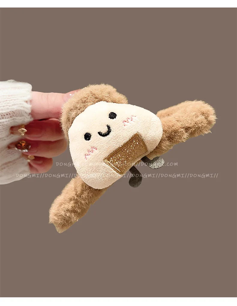 1 Pcs Ladies' Hair Grab Korean Sweet Rice Toast Kawaii Plush Versatile Hair Claws High-quality Luxury Brand Hair Accessories