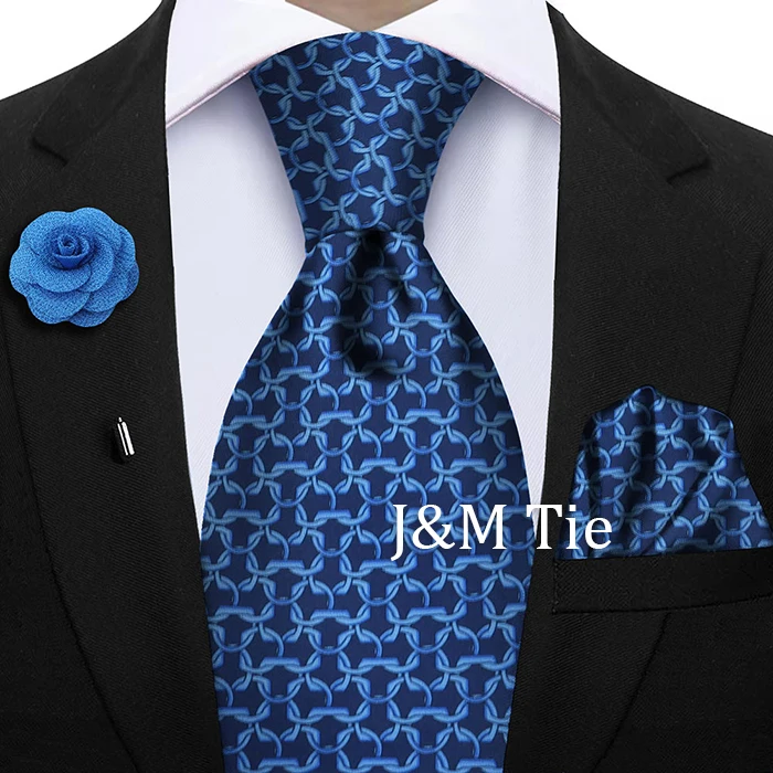 Luxury Soft Silk Mens Ties Floral Brown Green Red Ties Paisley NeckTie Pocket Square Brooch Set Men's Wedding Party Tie