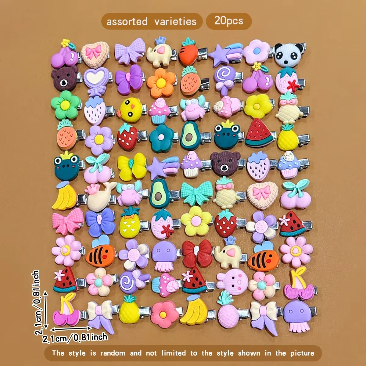 20Pcs Cartoon Cute Hair Clips Assorted Daily Use Hair Accessories