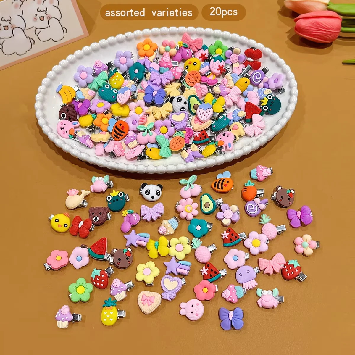20Pcs Cartoon Cute Hair Clips Assorted Daily Use Hair Accessories