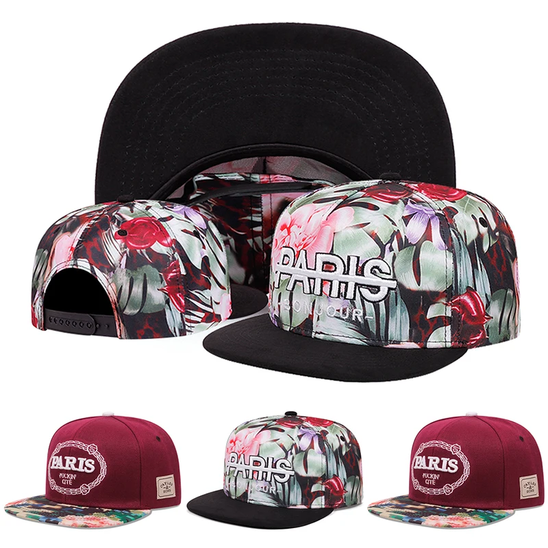 2025 Simple Creative New Flat Edge Hat Paris Embroidered Hip Hop Hat Daily Leisure Decoration Sunshade Hat Unisex Baseball Hat