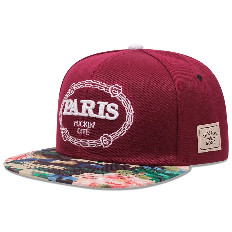 2025 Simple Creative New Flat Edge Hat Paris Embroidered Hip Hop Hat Daily Leisure Decoration Sunshade Hat Unisex Baseball Hat