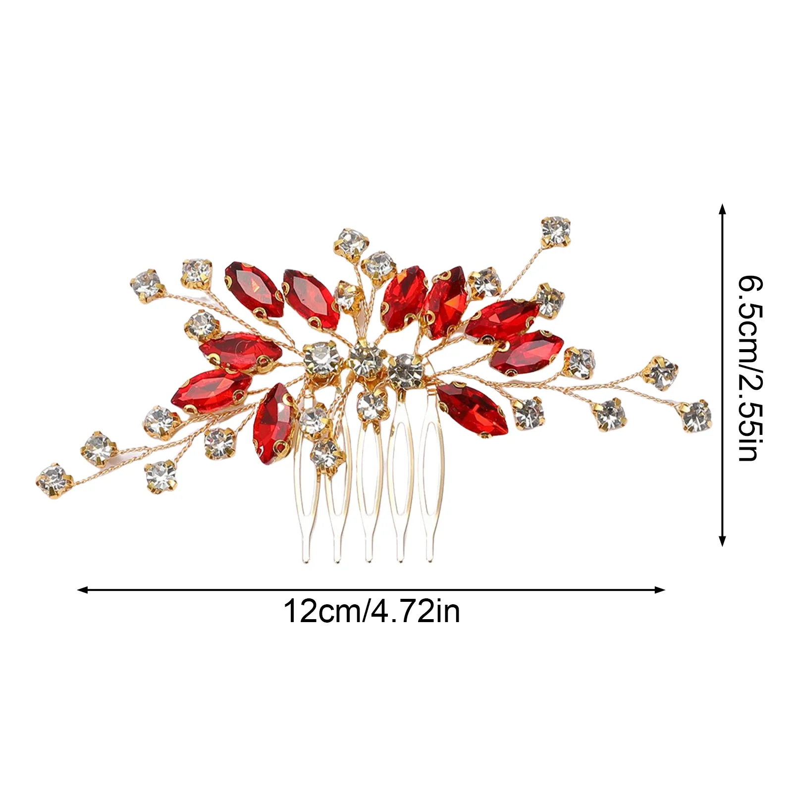 Green/Red Rhinestone Leaf Hair Combs Gold/Silver Color Alloy Hair Clips Light Luxury Bride Wedding Headpieces Elegant Hairpins