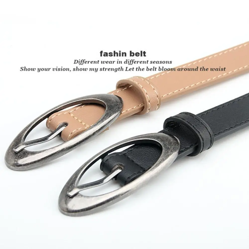 Fashion PU Leather Belt Alloy buckle Elliptical Buckle Waistband Thin Jeans Belt Women