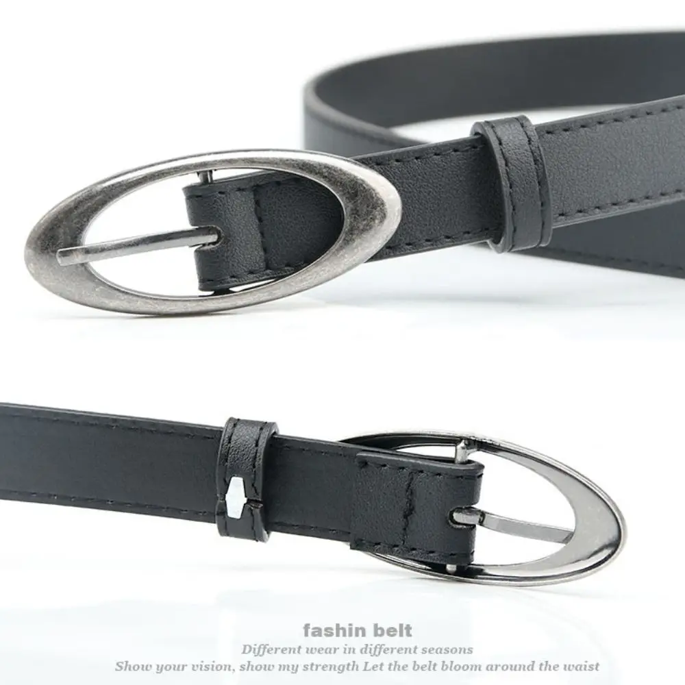 Fashion PU Leather Belt Alloy buckle Elliptical Buckle Waistband Thin Jeans Belt Women